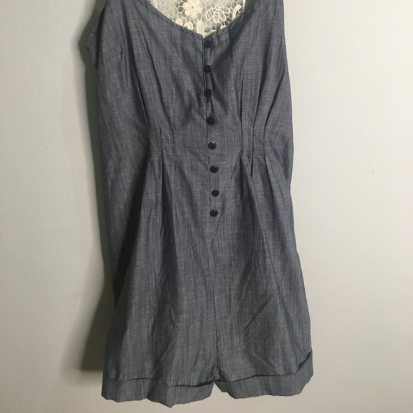 Short Soft Fabric Blue Denim Romper - Item#62 - Picture 2 of 7